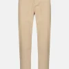 Beige Cropped Slim Fit Damesjeans Met Rafels-Terre Bleue Store