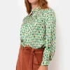 Beige E Blouse Met Lange Mouwen En Print-Terre Bleue Store