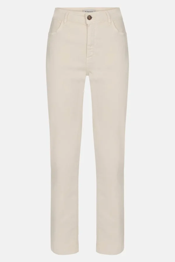 Beige Slim Fit Broek Met Rechte Broekspijpen-Terre Bleue Best Sale