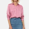 Blouse Met Lange Mouwen En Knoopjes-Terre Bleue Cheap