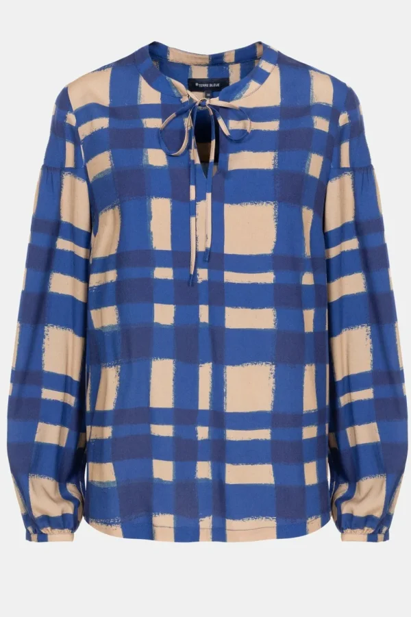 Bruin Geruite Bloes Met Lange Mouwen-Terre Bleue Clearance