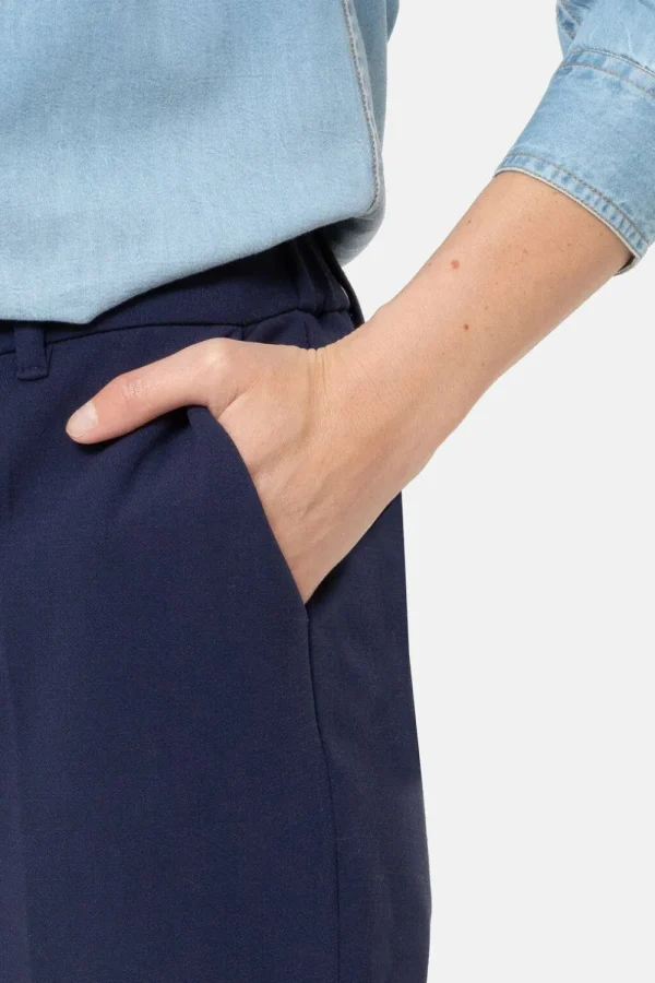 Donker E 7/8 Broek Met Regular Fit En Vouw-Terre Bleue Flash Sale