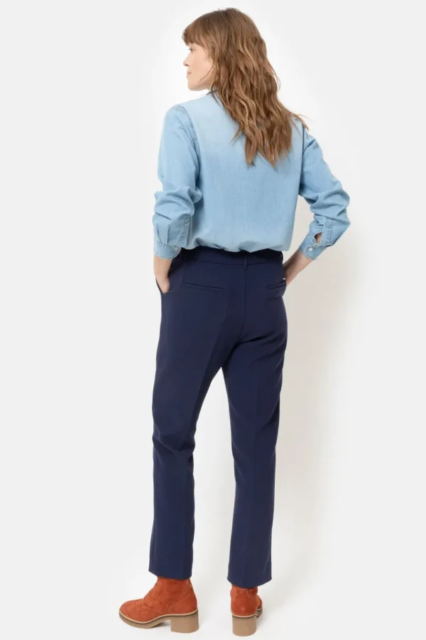 Donker E 7/8 Broek Met Regular Fit En Vouw-Terre Bleue Flash Sale
