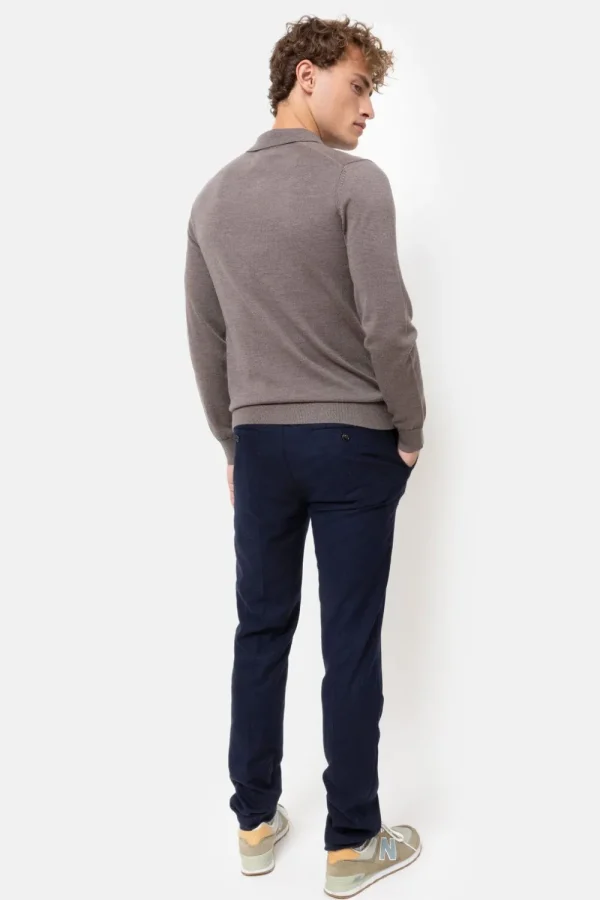 Donker E Slim Fit Heren Chino Met Vouw-Terre Bleue Flash Sale