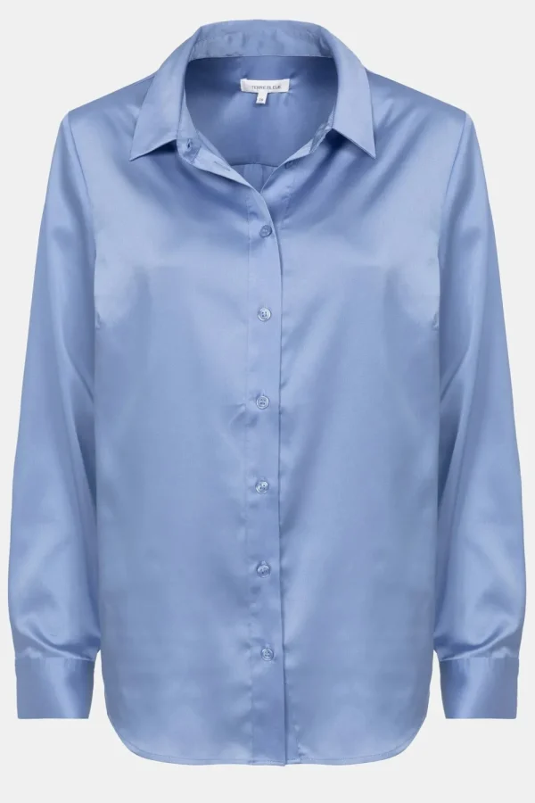 E Blouse Met Lange Mouwen En Knoopjes-Terre Bleue Fashion