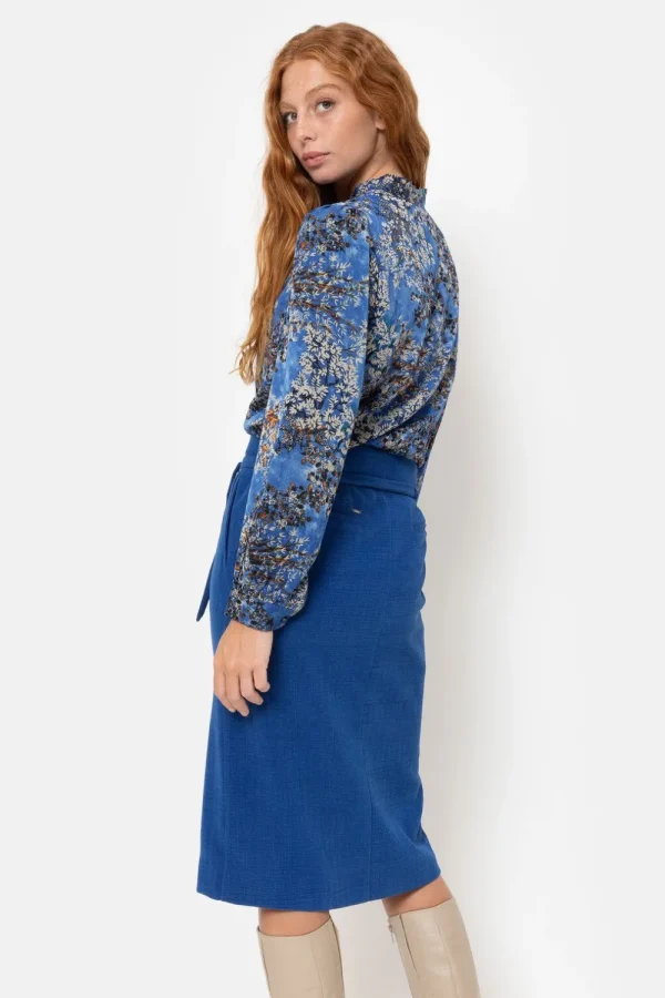 E Blouse Met Strik En Grijze Bloemenprint-Terre Bleue Flash Sale