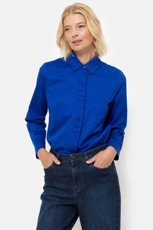 E Dames Blouse Met Gefronste Kraag-Terre Bleue Flash Sale