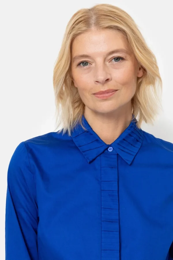 E Dames Blouse Met Gefronste Kraag-Terre Bleue Flash Sale