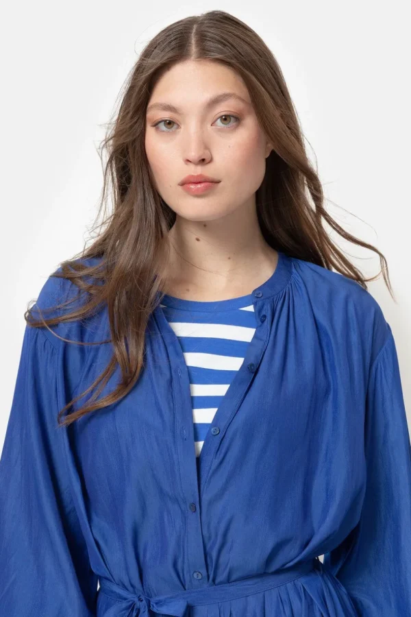 E Jurk Met Lange Mouwen En Knoopjes-Terre Bleue Sale