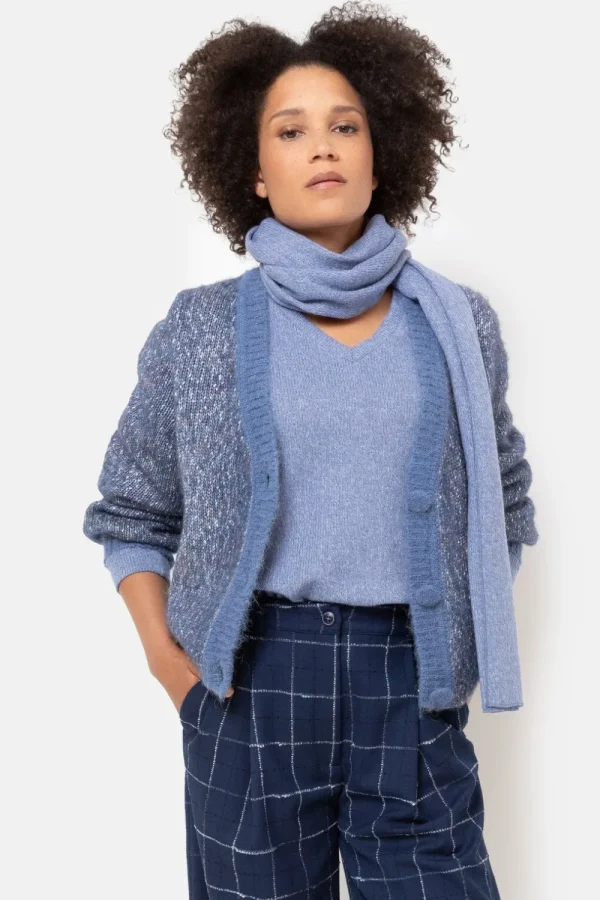 Gemeleerde Korte Cardigan Met Knopen-Terre Bleue Best