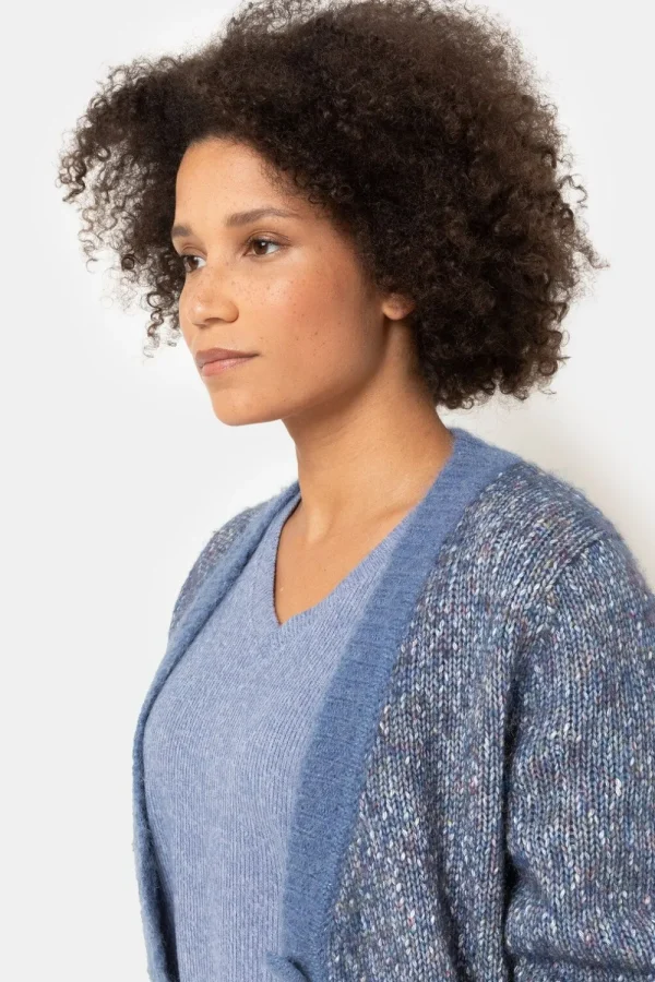 Gemeleerde Korte Cardigan Met Knopen-Terre Bleue Best