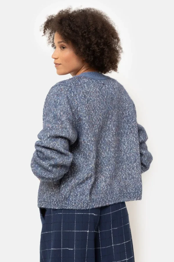 Gemeleerde Korte Cardigan Met Knopen-Terre Bleue Best