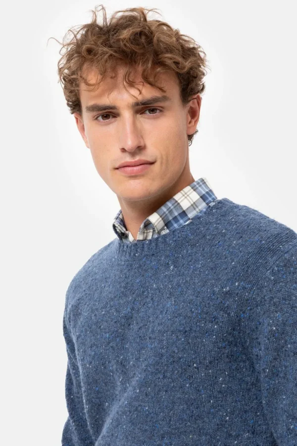 Gemeleerde Trui Met Ronde Hals-Terre Bleue Sale