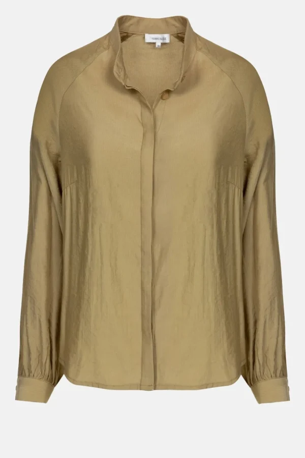 Groene Blouse Met Overslag En Broderie-Terre Bleue Clearance