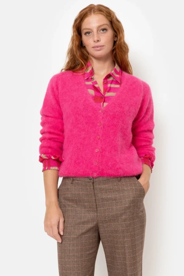 Harige Cardigan Met V-Hals En Knopen-Terre Bleue Hot