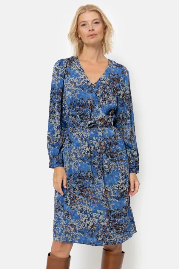 Jurkje Met Grijze Bloemenprint En V-Hals-Terre Bleue Fashion