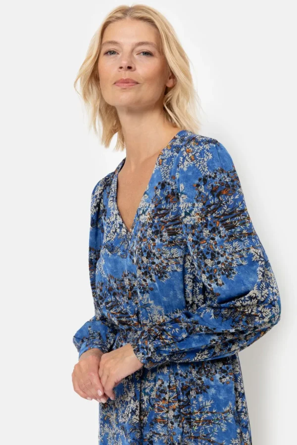 Jurkje Met Grijze Bloemenprint En V-Hals-Terre Bleue Fashion