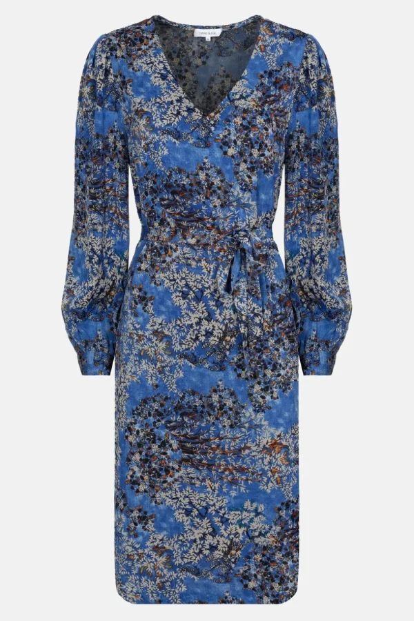 Jurkje Met Grijze Bloemenprint En V-Hals-Terre Bleue Fashion