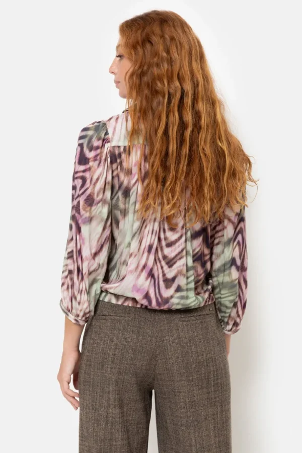 Kaki Boxy Bloesje Met Cropped Mouwen-Terre Bleue Cheap