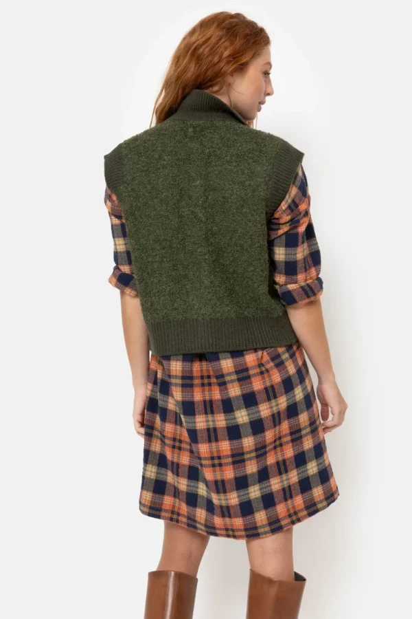 Korte Mouwloze Cardigan Met Grote Knopen-Terre Bleue Discount