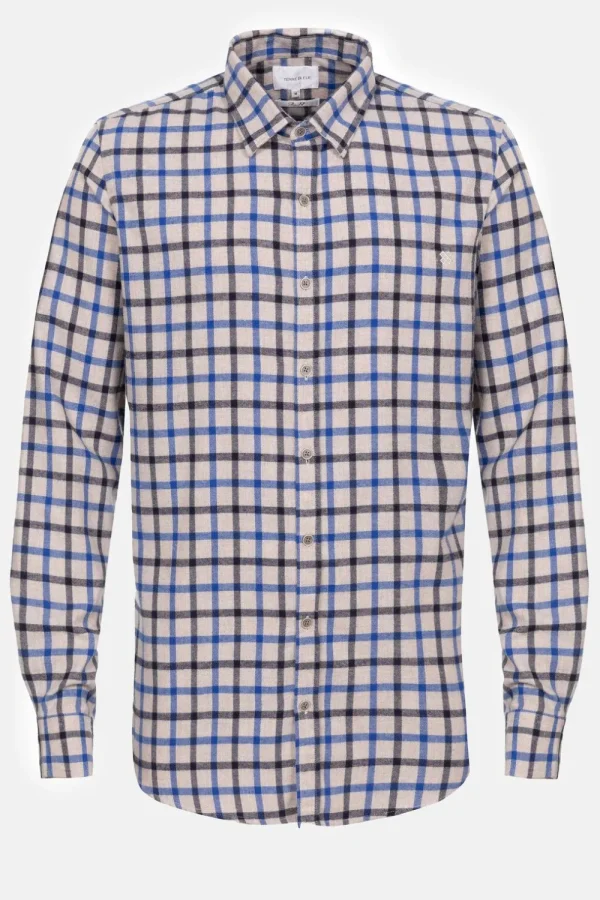 Lichtbeige Slim Fit Overhemd Met E Ruiten-Terre Bleue Clearance