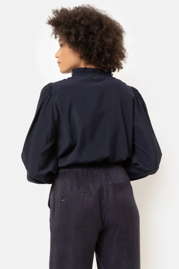 Navy E Broek Met Losse, Rechte Broekspijpen-Terre Bleue Flash Sale