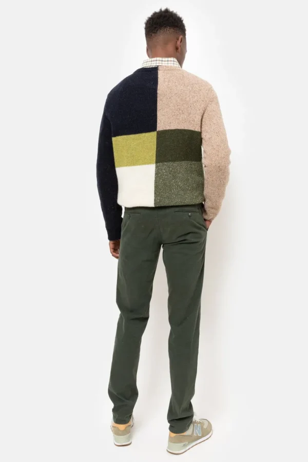 Sweater Met Beige-Groen-Blauwe Colour Blocks-Terre Bleue Clearance