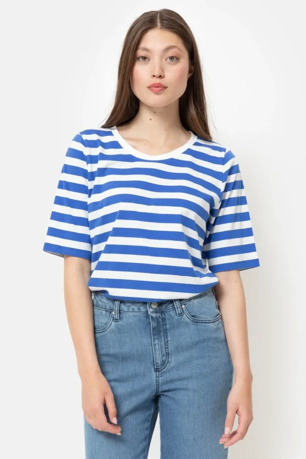 Wit Gestreept T-Shirt Met Kort Mouwen-Terre Bleue Cheap