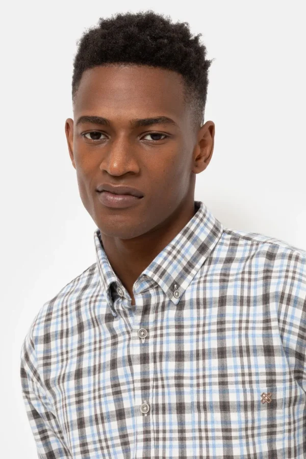 Wit-Grijs Hemd Met Regular Fit-Terre Bleue Store