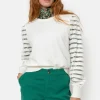 Witte Pull Met Lange Semitransparante Mouwen-Terre Bleue Shop